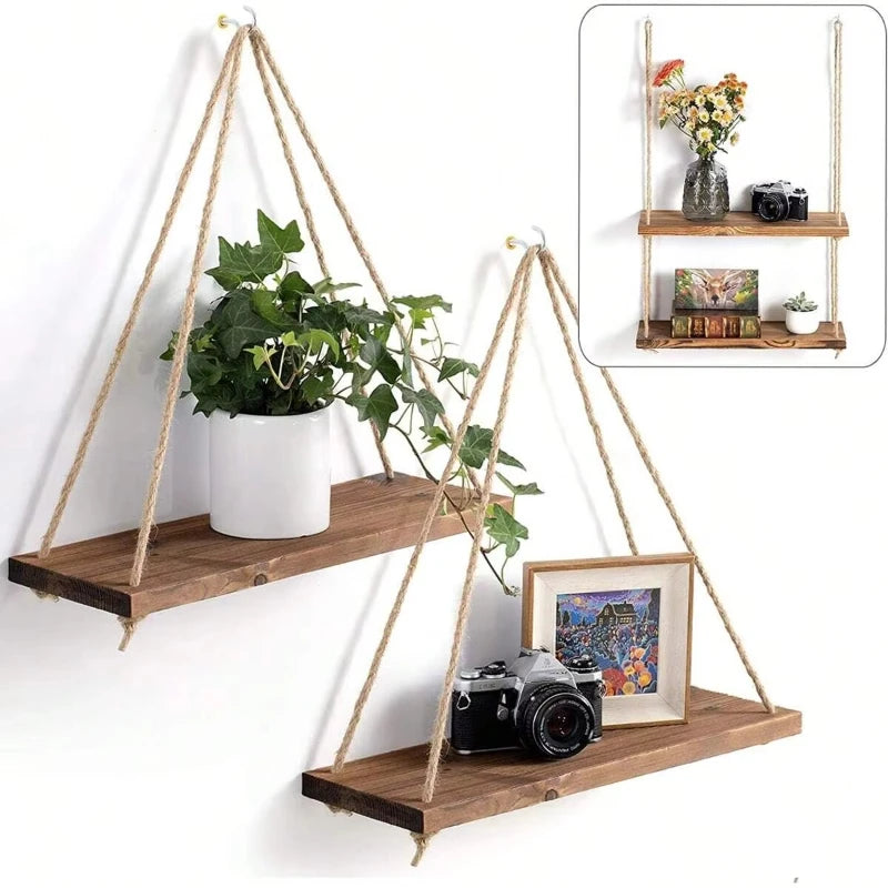 Boho Rope Wall Shelf
